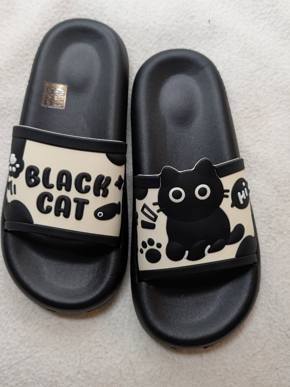 Black Cat Slide Sandals EU 38-39 Cute Cat Lover Slides